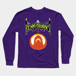 It's the Great Penny, Penny Shark! with Ghost White outline (for darker shirts) Long Sleeve T-Shirt